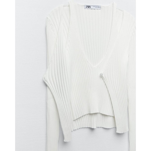 Zara White Ribbed Knit Top - Picture 3 of 11